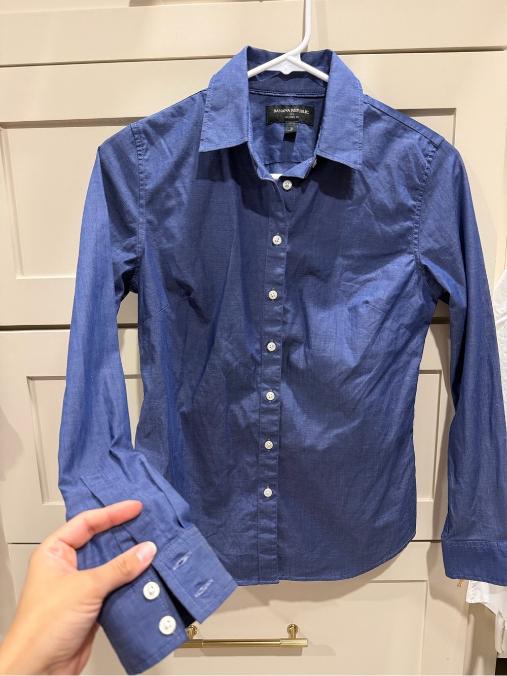 Banana Republic Women's Deep Blue Button-Down Shirt